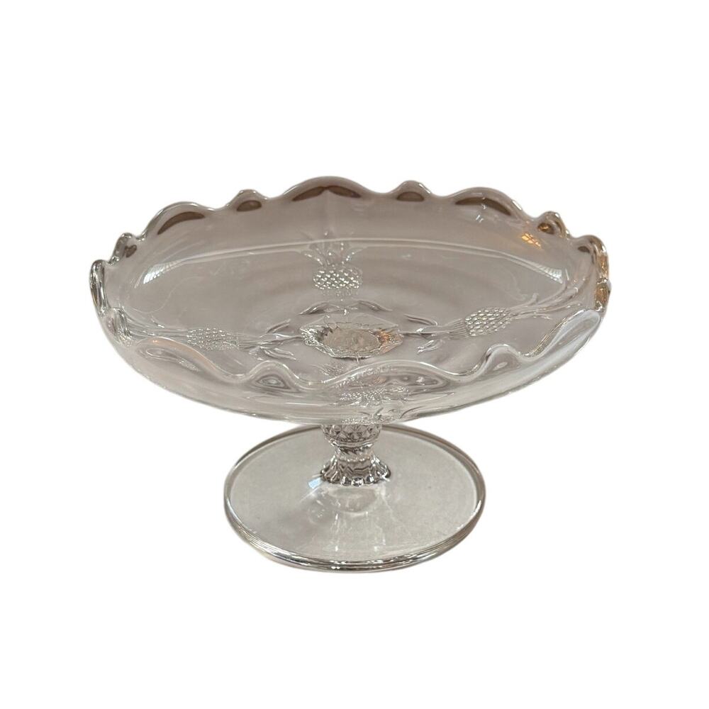 Vintage Heisey Marked Glass Pineapple Compote Candy Dish Clear Elegant Glass - Picture 3 of 10